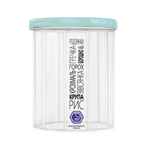 Ємність для сипучих продуктів 0,65л прозорий/м'ятний Народний продукт Житомир