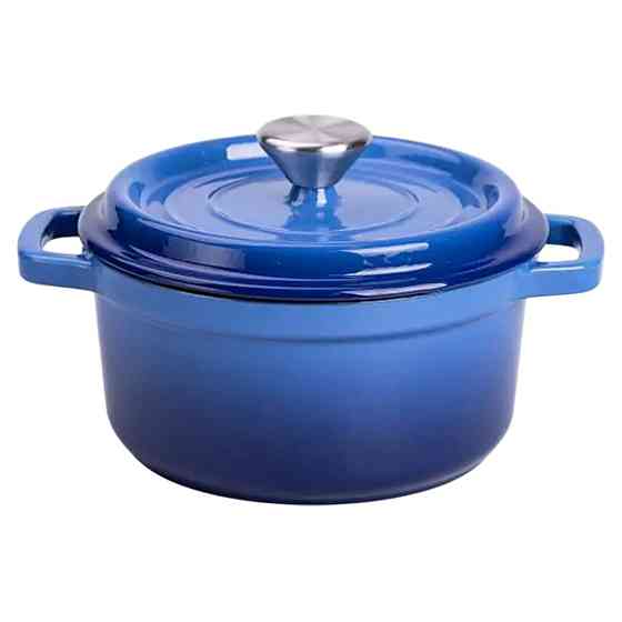 Каструля чавунна емальована 2 л з кришкою Ø20 см Синя HP-1-2BL Коломыя