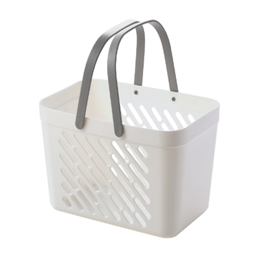 Пластиковая корзина для ванной комнаты 27×18×18см, органайзер для дома, корзина с ручками, белый цвет Каменец-Подольский - изображение 2