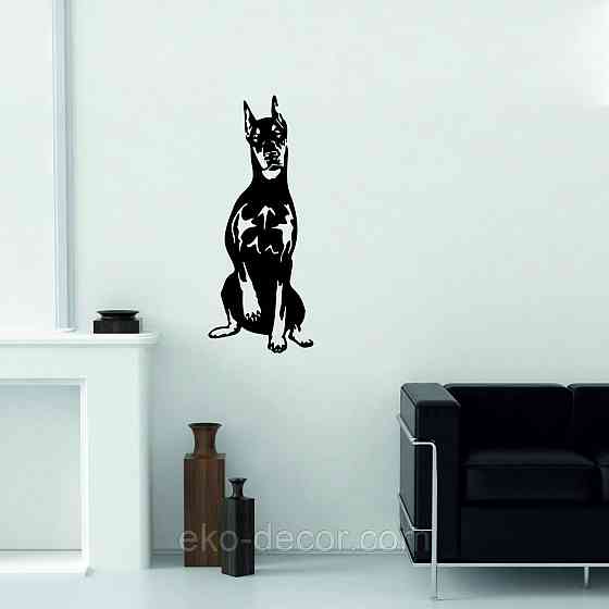 Декоративне настінне Панно «Доберман», Декор на стіну 110*44 см, Чорний Київ