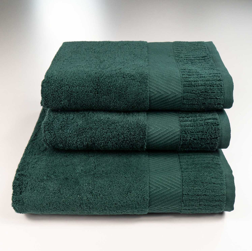 Набор махровых полотенец Зеро Твист Бордюр 3шт 50x90см, 50x90см, 70x140см 550г/м2 (Зеленый) Сумы - изображение 1