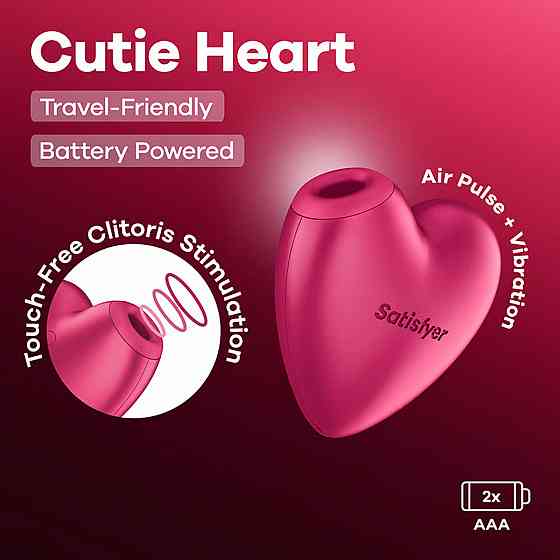 Розовый компактный стимулятор-сердце с Air Pulse и вибрацией Satisfyer Cutie Heart, 8 см Sex Aura Киев