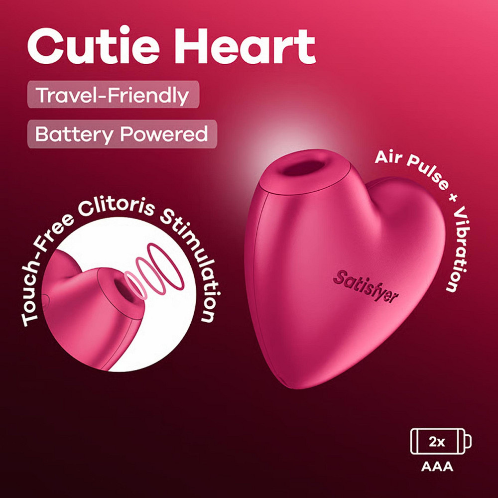 Розовый компактный стимулятор-сердце с Air Pulse и вибрацией Satisfyer Cutie Heart, 8 см Sex Aura Киев - изображение 5