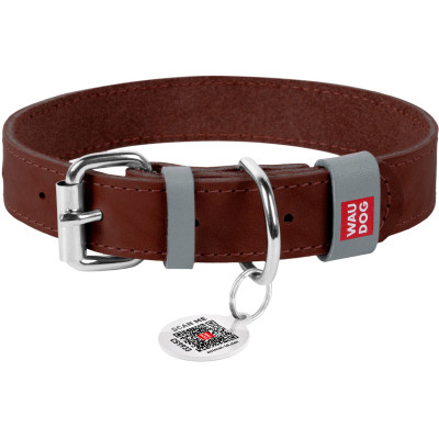 Ошейник для животных WAUDOG Classic кожаный 35 мм х 46-60 см коричневый (02396) Винница - изображение 1