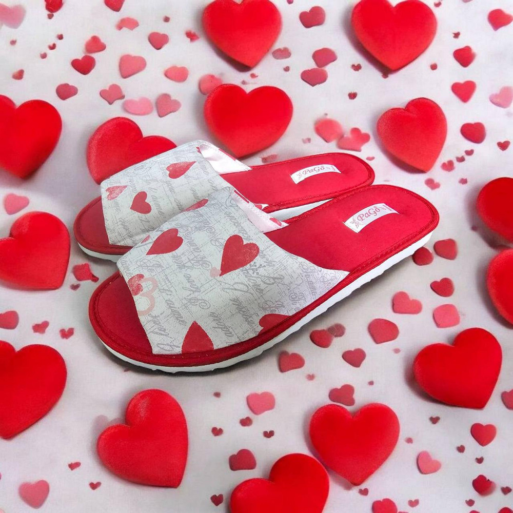 Капці жіночі домашні PaGo повсть щільний 38р червоні з блискучими вушками Одеса - фото 2