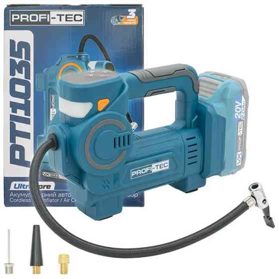 Компрессор автомобильный аккумуляторный PROFI-TEC PTI1035 20 В, 10,3 бар, 35 л/мин, без АКБ и ЗУ Киев