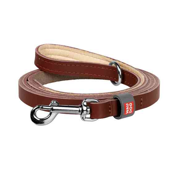 Повідець для котів та дрібних собак шкіряний WAUDOG Classic, XXS-XS, Ш 12 мм, Дов 122 см коричн Коломыя