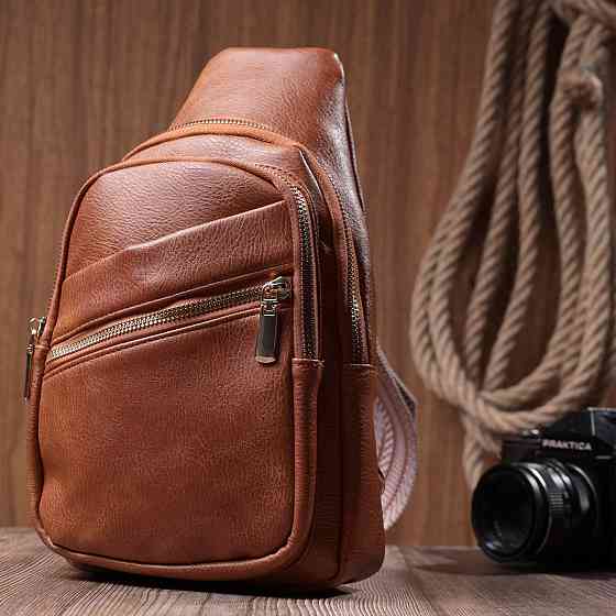 Практична жіноча сумка з однією лямкою через плече з екошкіри Рудий (Vintage) Київ