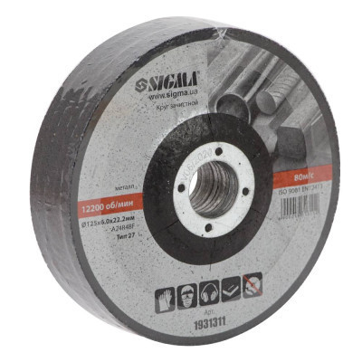 Круг зачистний Sigma по металу 125x6.0x22.2мм, 12200об/хв (1931311) Вінниця - фото 4