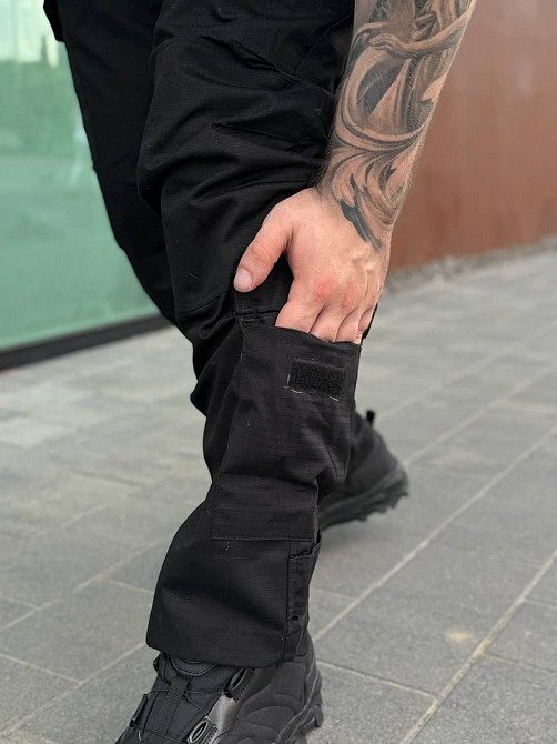 Військові штани чорні ріп-стоп літні ЗСУ, тактичні чоловічі армовані штани для бойових задач і тренувань Львів - фото 6