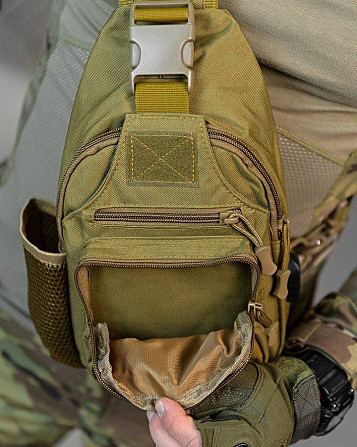 Армейская нагрудная сумка рюкзак с USB портом Защитник coyot ДЛ7536 Киев - изображение 4