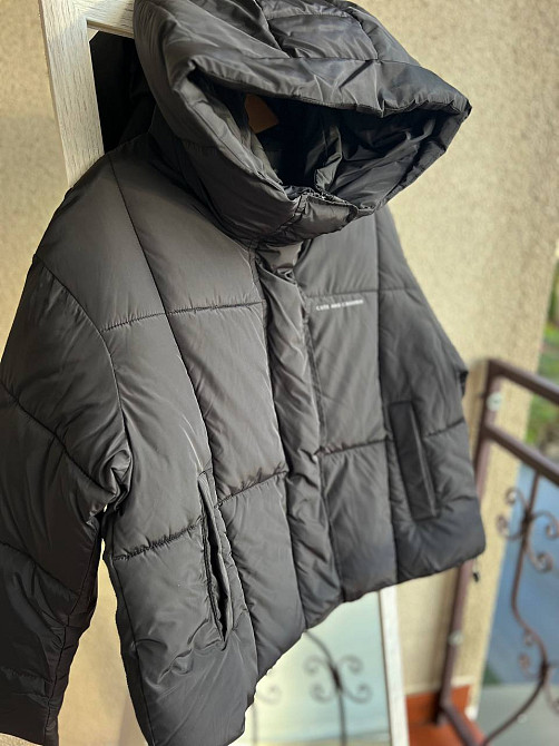 Куртка женская Lady Yep 9068 оверсайз укороченная надпись впереди с капюшоном one size, черный, one size Киев - изображение 2