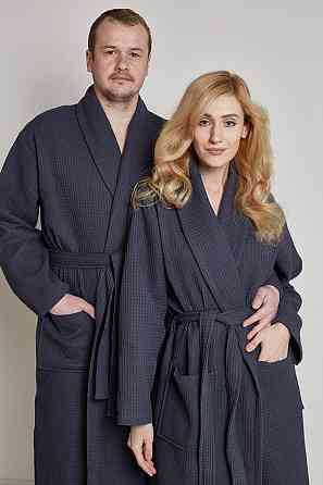 Женский вафельный халат Ideal Textile длинный темно-серый M (56860808) Черновцы