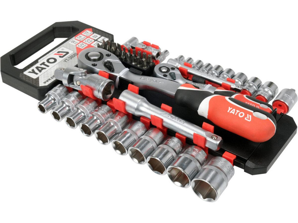 Набір головок торцевих і викрутк. вставок YATO з квадратами 1/4" і 1/2", з 2 тріщатками і обла 51 шт Одеса - фото 1