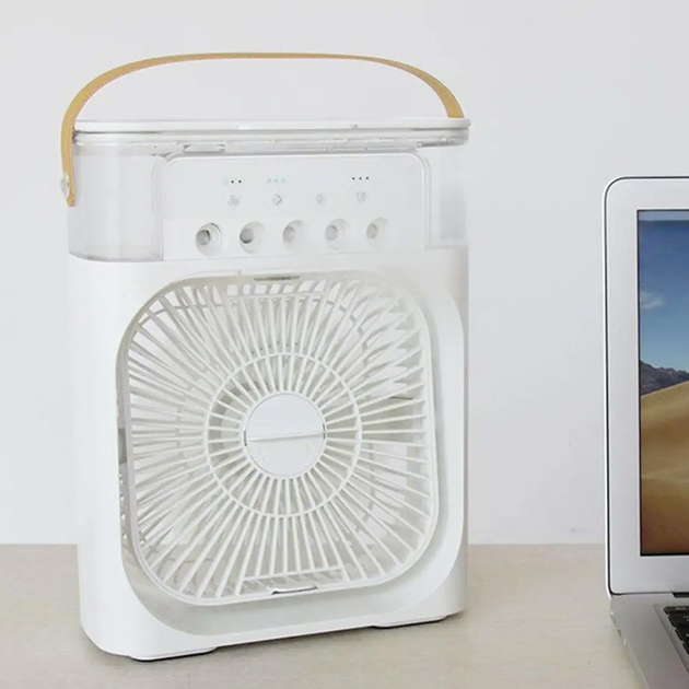 Портативний кондиціонер з контейнером для льоду 4в1: вентилятор, зволожувач, нічник, ароматизатор - білий Київ - фото 9