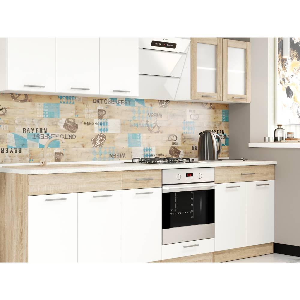 Кухня модульная Эверест Эко набор №4 дуб сонома/нимфея альба (белый) 2,6 м столешница Скай (DTM-071062) Львов - изображение 3