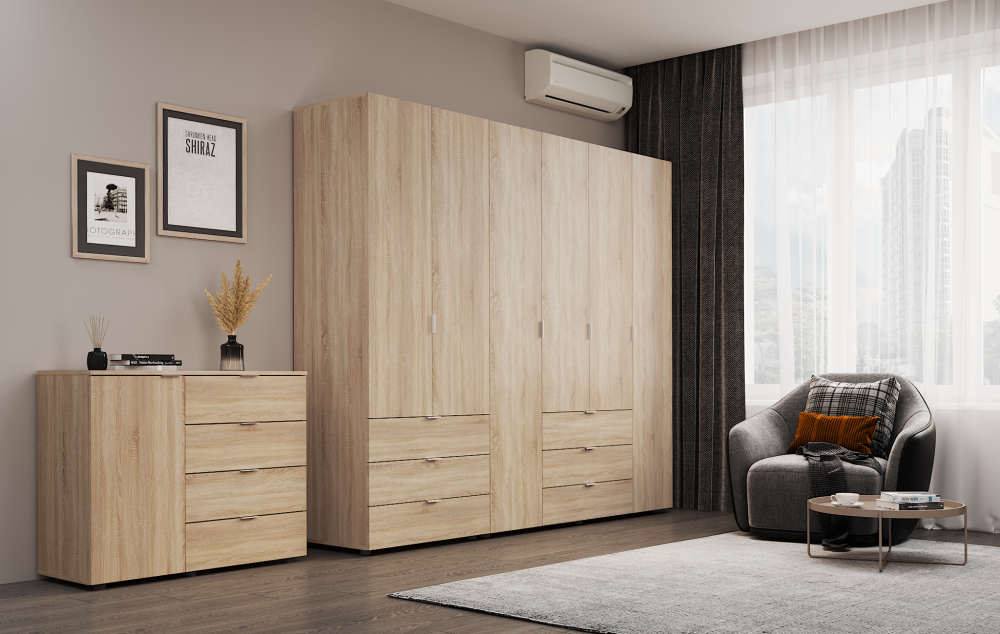 Комплект шаф для одягу Doros Гелар (2 шт.) 232,5х49,5х203,4 см Дуб сонома (DRS-011105) Львів - фото 6