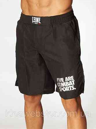 Шорти Leone Basic Black для MMA та єдиноборств чоловічі спортивні тренувальні еластичні чорні шорти для боксу та греплінгу M Київ