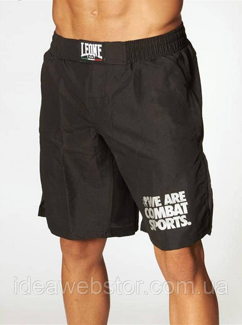 Шорти Leone Basic Black для MMA та єдиноборств чоловічі спортивні тренувальні еластичні чорні шорти для боксу та греплінгу M Київ - фото 4