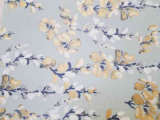 Обои флизелиновые  Khroma LAV602 LA VIE EN ROSE бирюзовые ветки  цветы золотистые Киев