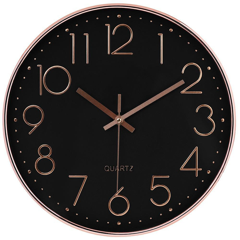 Часы настенные бесшумные 20 см черный-бронза Харьков - изображение 2