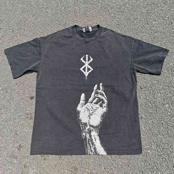 Футболка мужская с принтом аниме Берсерк Аниме Гутс Доубле оверсайз (S/M/L) Черний Днепр