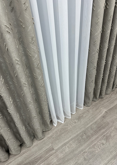 Шторная ткань Лен Букле цвет серый 1888ш Киев - изображение 6