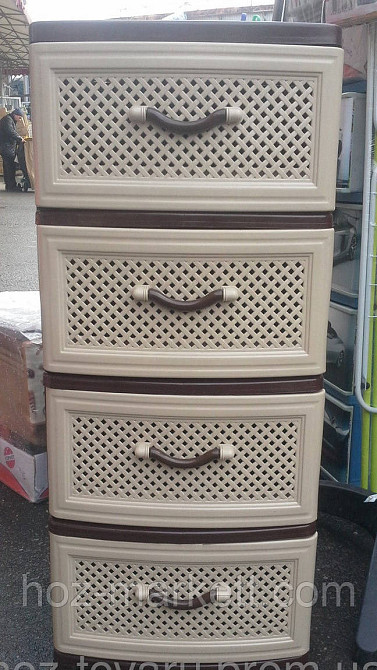 Комод пластиковый на 4 ящика бежево-коричневый сетка Харьков - изображение 5