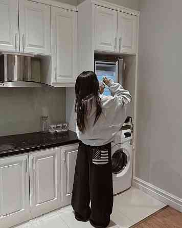 Женские объемные оверсайз брюки с резинкой в поясе двунитка Черный Одесса