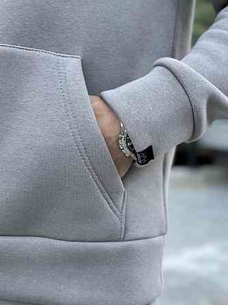 Тепле чоловіче худі на флісі з капюшоном сталеве Pobedov 008 ЗИМА Київ