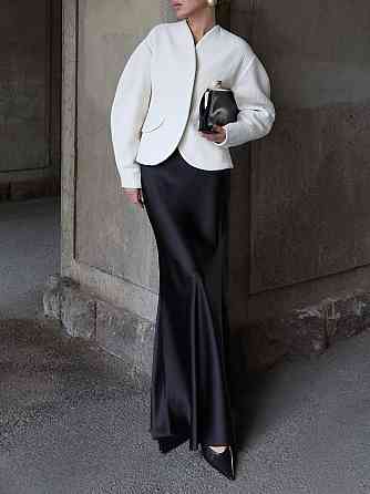 Жіноча розкішна спідниця довжини максі королівський шовк Чорний, 46/48 Одеса