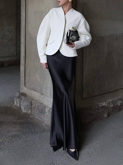 Жіноча розкішна спідниця довжини максі королівський шовк Чорний, 46/48 Одеса - фото 1