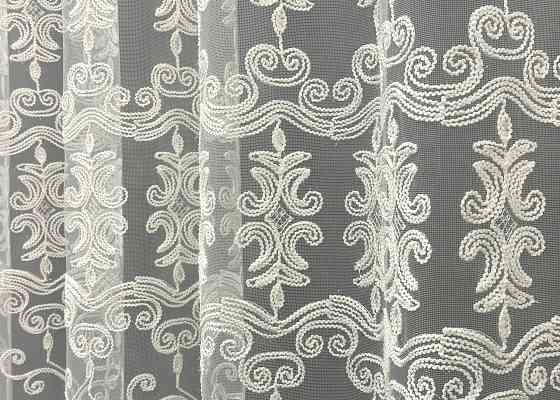 Тюль VR-Textil 1854т Фатин с вышивкой Корд Молочный 300х270 см (40-208) Киев