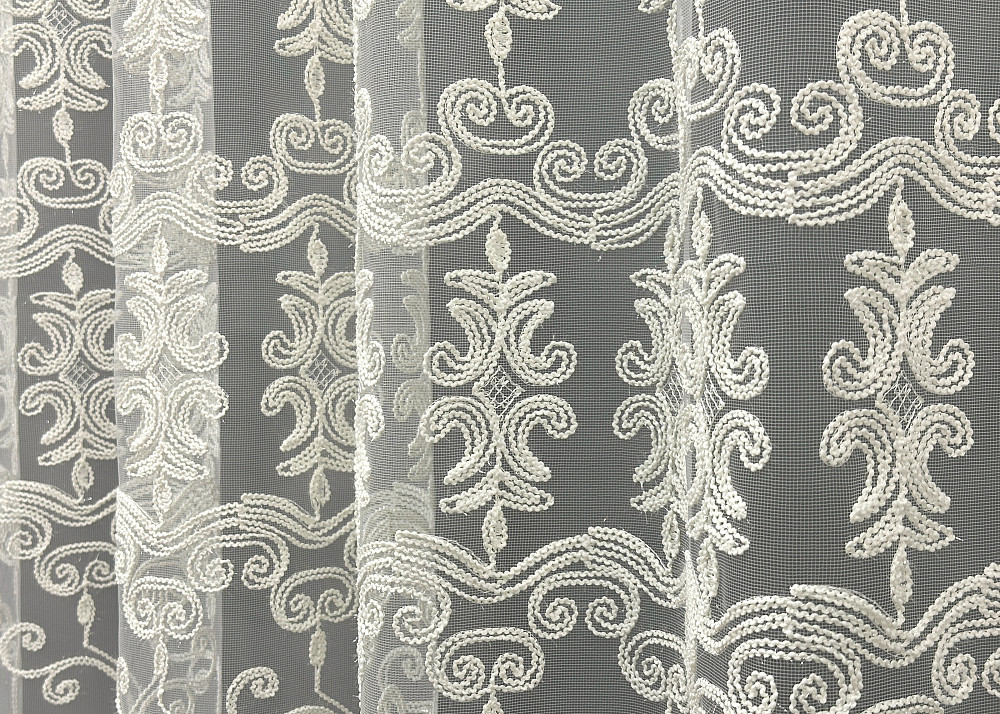 Тюль VR-Textil 1854т Фатин с вышивкой Корд Молочный 300х270 см (40-208) Киев - изображение 5