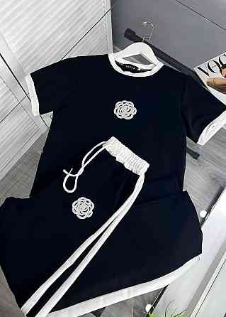 Женский стильный повседневный костюм двойка турецкая двухнить Черный, 46/48 Одесса