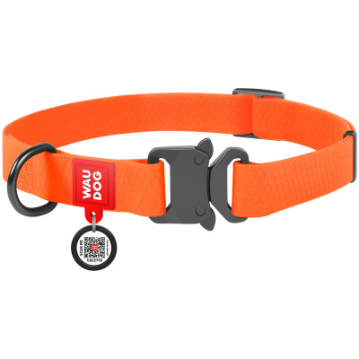 Нашийник для тварин WAUDOG Waterproof з QR паспортом M Ш 20 мм Д 24-40 см(помаранчевий) (27934) Вінниця - фото 1