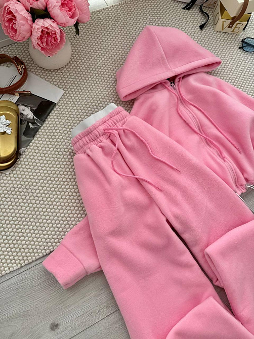 Жіночий повсякденний теплий костюм двосторонній Фліс Рожевий 3, 46/48 Одеса - фото 4