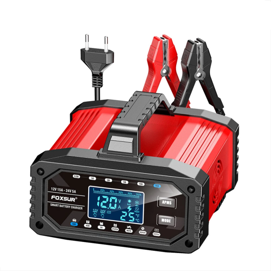 Зарядний пристрій Foxsur 12 V 15 A — 24 V 5 A FAC-150 з режимом блока живлення (Червоний) Вінниця