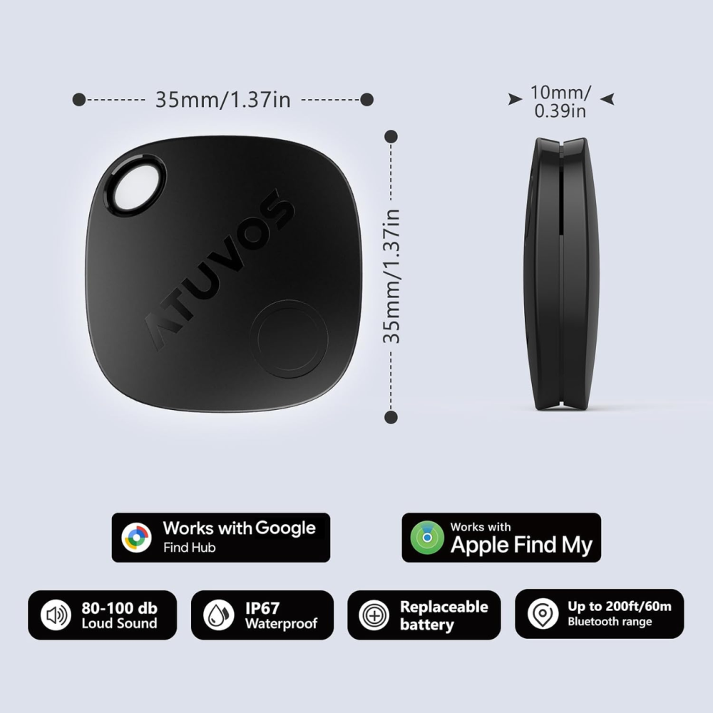 Bluetooth-трекер ATUVOS Air Tracker Tag PRO 4 шт., Apple Find My / Google Find Hub, IP67, CR2032, iOS/Android Киев - изображение 9