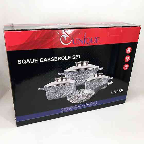 Набір посуду з мармуровим покриттям для дому, Набір кухонний мармуровий кухонний гранітний ZH-55 Івано-Франківськ