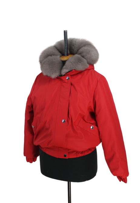 Бомбер женский с мехом песца 42 Красный Харьков - изображение 7