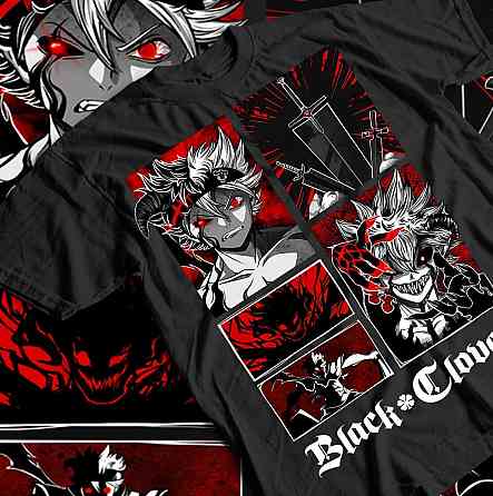 Футболка з аніме принтом Чорна конюшина оверсайз (S/M/L) Чорний AnimeJ0162 Дніпро