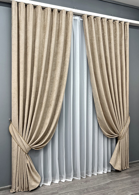 Комплект готових штор VR-Textil Шеніл преміум VELMIRA Rich № 1926ш Бежевий 150х290 см 2 шт (33-0992 Київ - фото 3