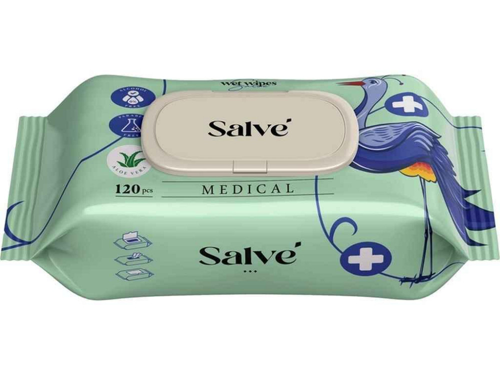 Вологі серветки 72шт медичні Salve (клапан) ТМ SALVE Київ - фото 1