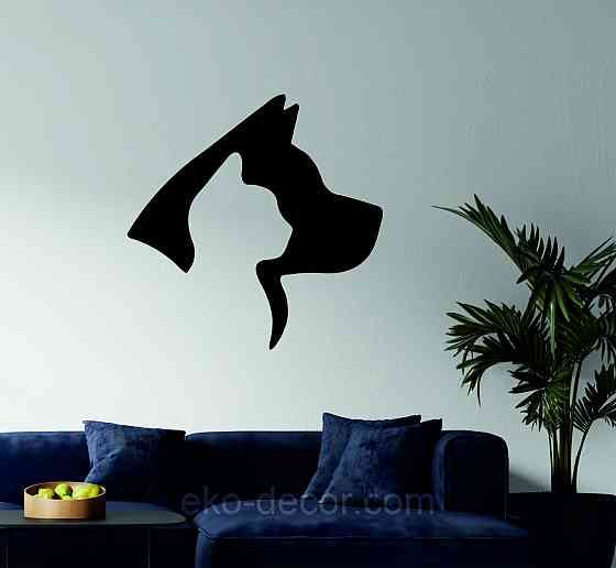 Декоративне настінне Панно «Кіт та Собака », Декор на стіну 90*90 см, Чорний Київ