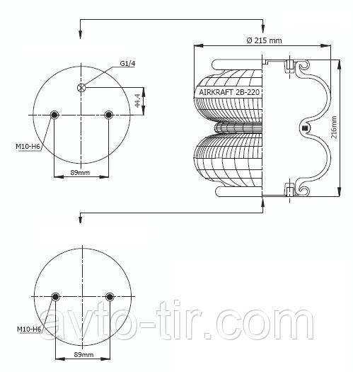 Пневморессора бублик двойной (SABO Италия) SAF SCHMITZ ROR BPW отверстия параллельно Луцк - изображение 3