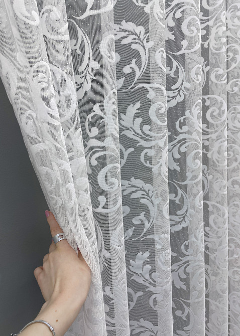 Тюль жаккард, цвет белый 1448т Киев - изображение 6