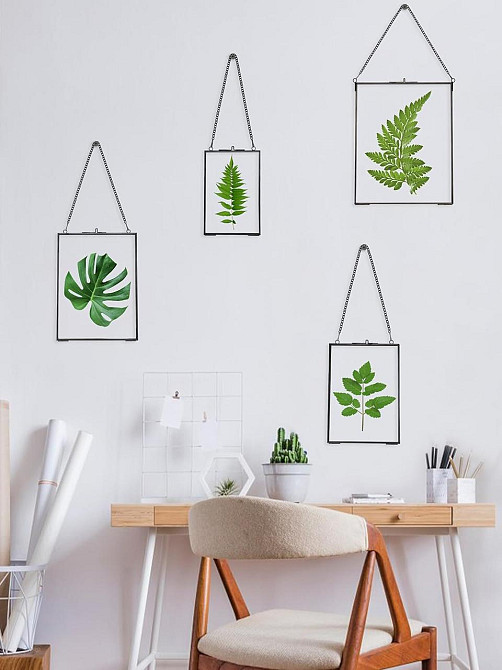 Рамка для засушених квітів подвійне скло латунна з ланцюжком прямокутна 25,4×20,3 см Київ - фото 2