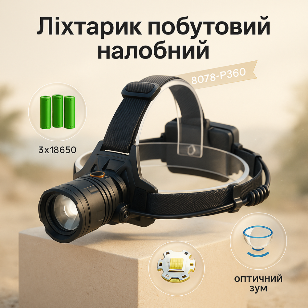 Фонарь налобный Police 8078-P360 LZ-16 Львов - изображение 13
