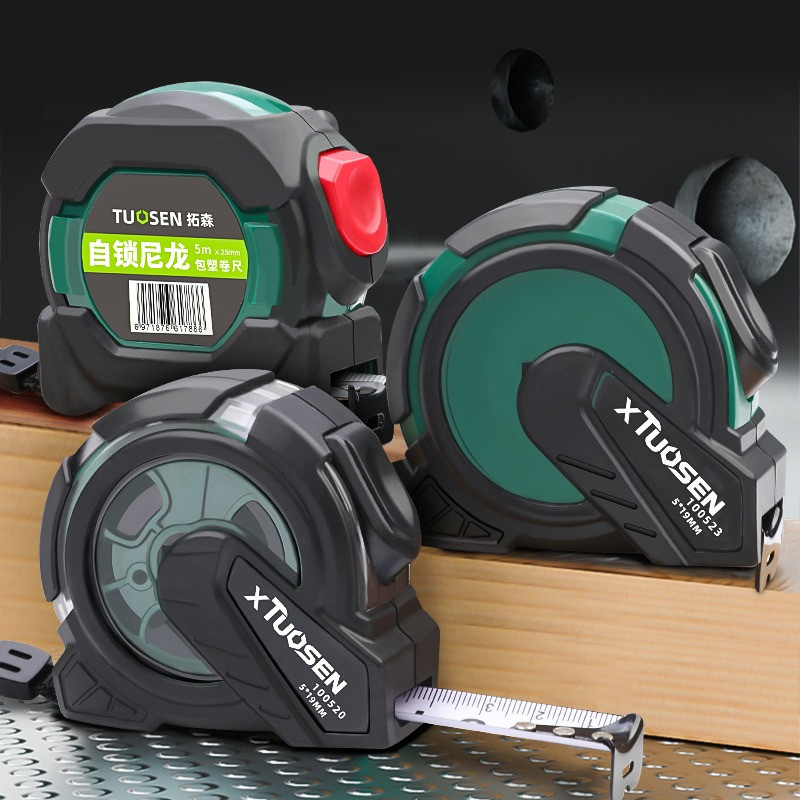 Рулетка будівельна вимірювальна 5м, прогумована з метричною шкалою з автоматичним замком, протиударна чорно-зелена Кам'янець-Подільський - фото 4